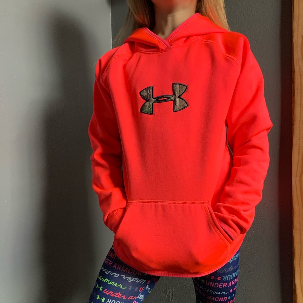 Under armor pink and camo hoodie